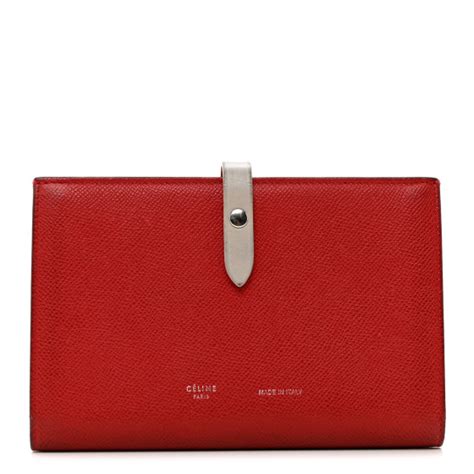 celine grained calfskin large multifunction strap wallet pop red|Celine Grained Calfskin Large Multifunction Strap Wallet.